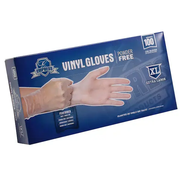 EVPXL4004 EMPRESS VINYL GLOVE POWDER FREE EXTRA LARGE 100/BX, 10 BX/CS