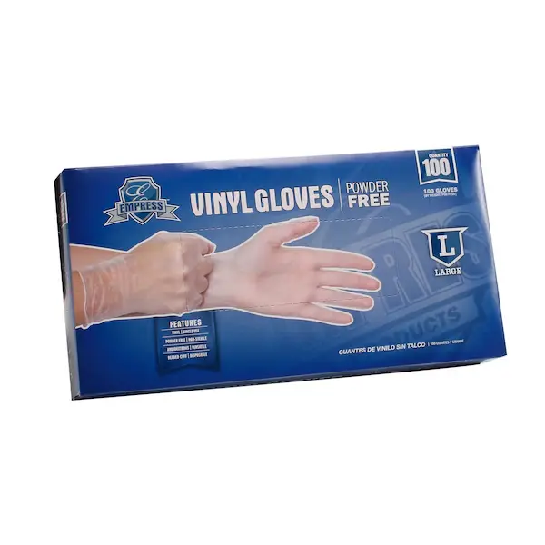 EVPFL4003 EMPRESS VINYL GLOVE POWDER FREE LARGE 100/BX, 10 BX/CS