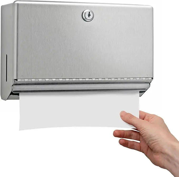 [P82731] BOBRICK B-26212 SURFACE-MOUNTED MULTIFOLD TOWEL DISPENSER, SATIN-FINISH STAINLESS STEEL, HOLDS 200 C-Fold OR 275 MULTIFOLD TOWELS