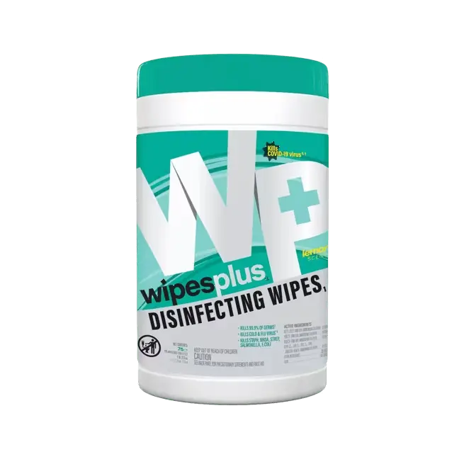 [P92662] 33711 CFS WIPES PLUS DISINFECTING WIPES 75 COUNT CANISTER LEMON SCENT 6/CS