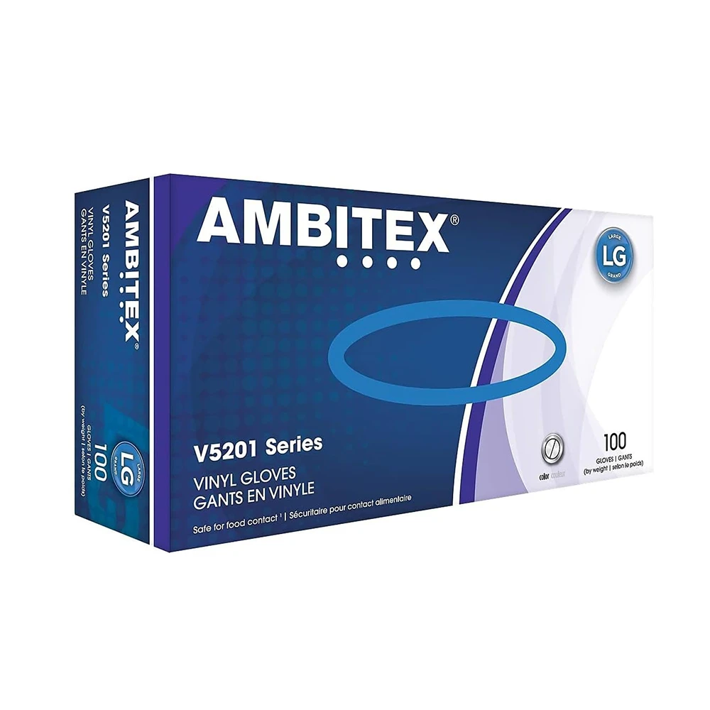 [FS61391] AMBITEX V5201 LARGE VINYL GLOVES 100/BX 10 BX/CS