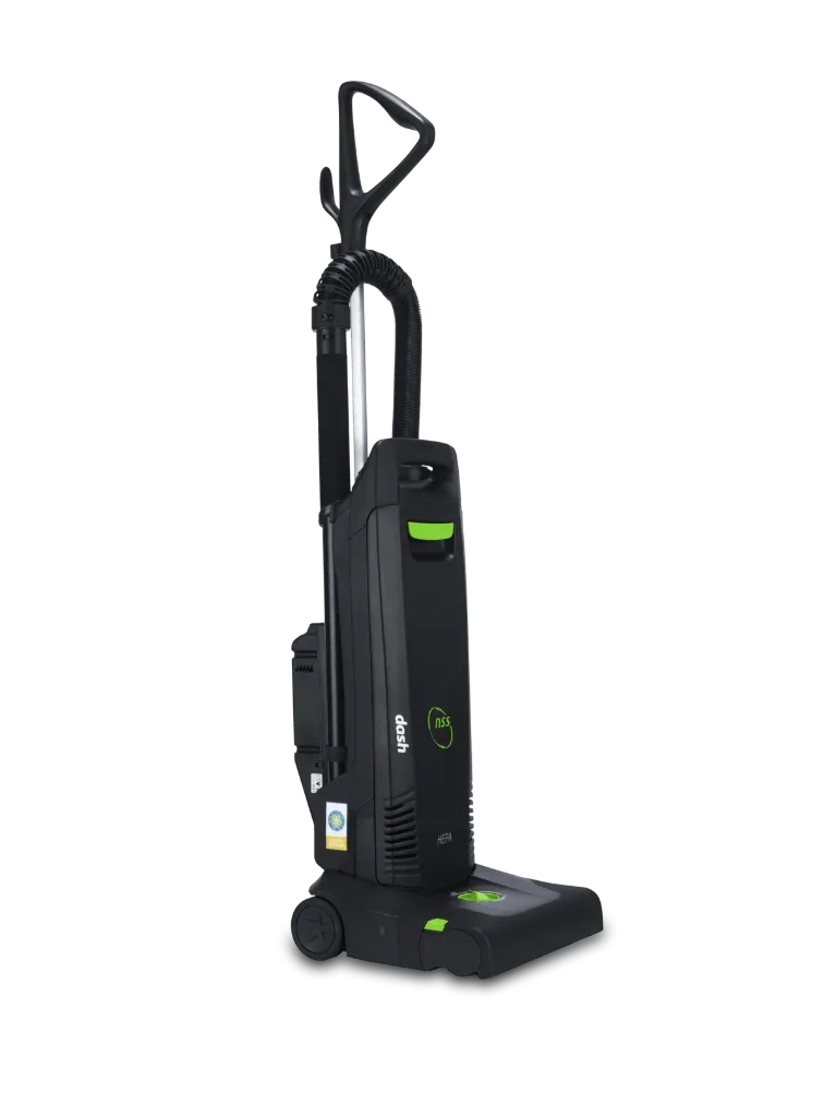 [E17802] NSS 9601123 DASH 12 INCH UE BATTERY UPRIGHT COMMERCIAL VACUUM STARTER KIT, VAC+1 BAT+10PK BAGS