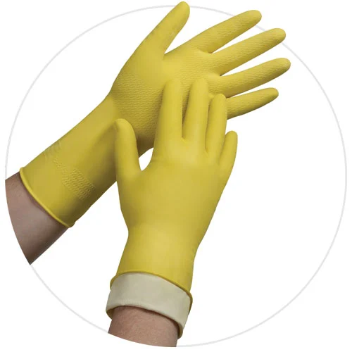 [F13965] AMBITEX GLOVE LATEX FLOCKLINED LARGE YELLOW 15 MIL 12 IN 12 DZ/CS