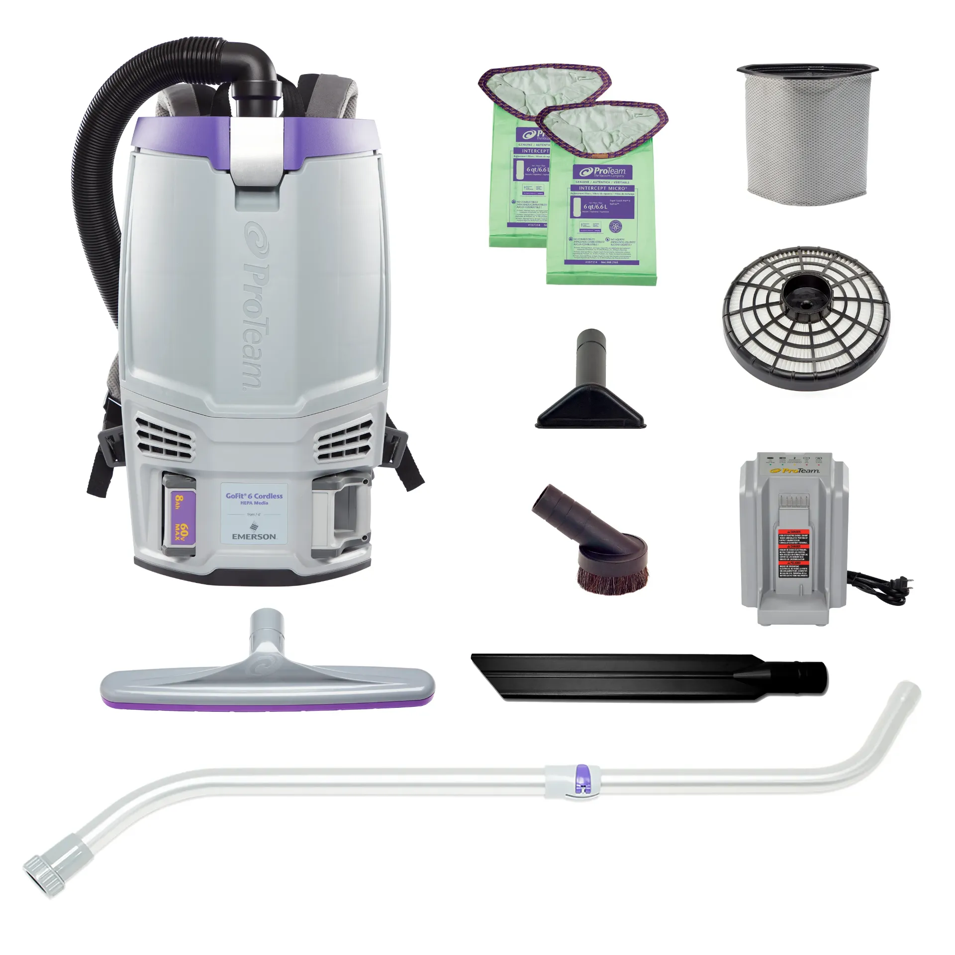 [E12711] PROTEAM GOFIT 6 CORDLESS 8AH W/XOVER TELESCOPING WAND KIT 107786