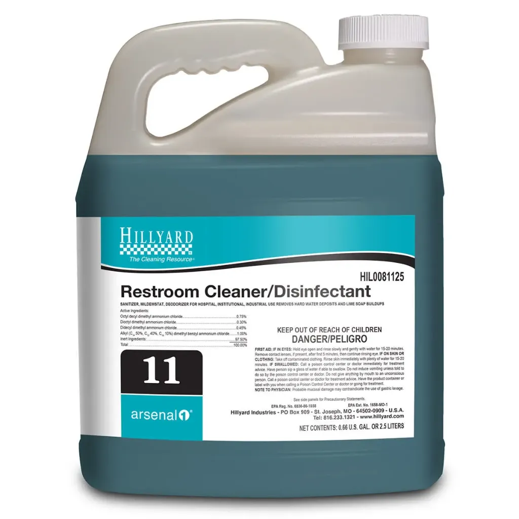 [C25155] HIL0081125 HILLYARD ARSENAL 1 RESTROOM CLEANER DISINFECTANT #11 4/2.5 LT/CS