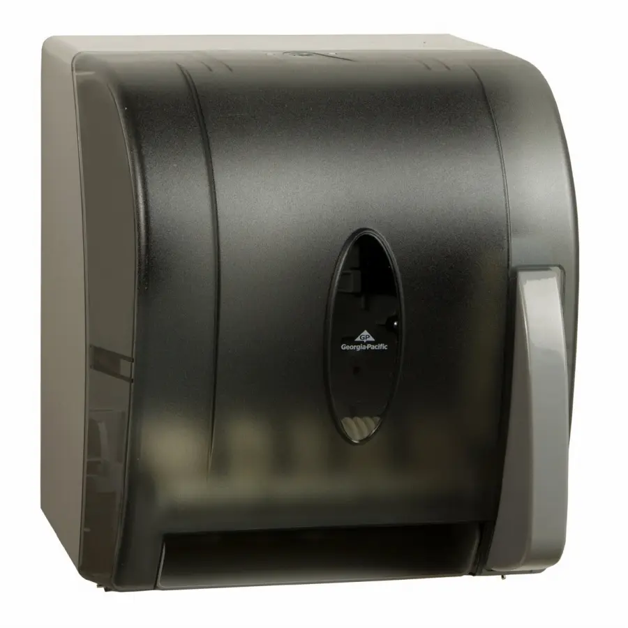 54338A GEORGIA PACIFIC TOWEL DISPENSER UNIVERSAL ROLL BLACK MANUAL PUSH PADDLE 1/EA