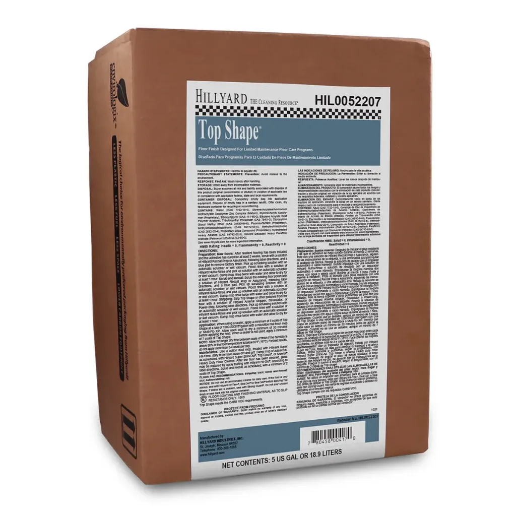 HIL0052207 HILLYARD TOP SHAPE FLOOR FINISH 5 GL BIB