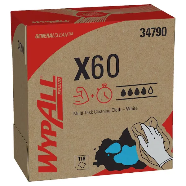 34790 WYPALL WIPER X60 POP UP BOX WHITE 9.1"W X 16.8"L 10/CS