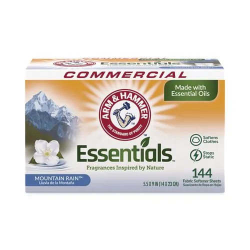 [C20441] ARM & HAMMER DRYER SHEETS ESSENNTIALS MOUNTAIN RAIN 144 PER BOX 6/CS