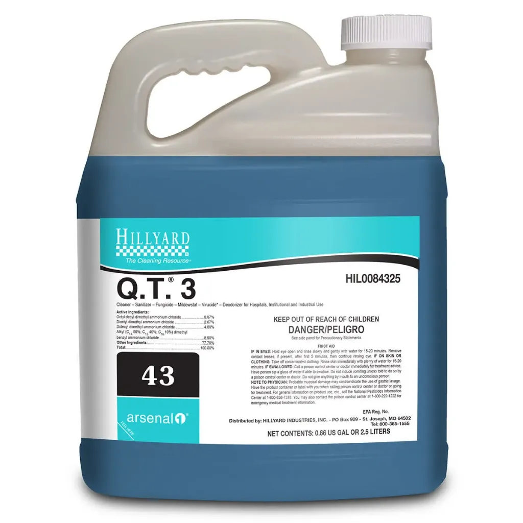 [C21527] HIL0084325 ARSENAL 1 Q.T. 3 HARD SURFACE DISINFECTANT #43 2.5 LTR