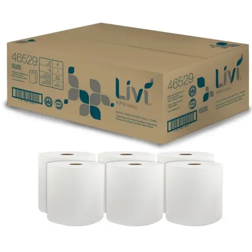 LIVI 46529 TOWEL ROLL WHITE 8" UNIVERSAL 800' 6/CS