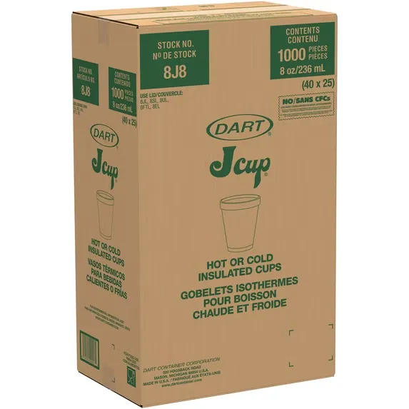 8J8 DART FOAM CUP 8 OZ 1000/CS