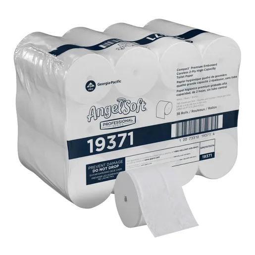 19371 ANGEL SOFT PROFESSIONAL SERIES® COMPACT PREMIUM EMBOSSED CORELESS 2-PLY TOILET PAPER 36/CS