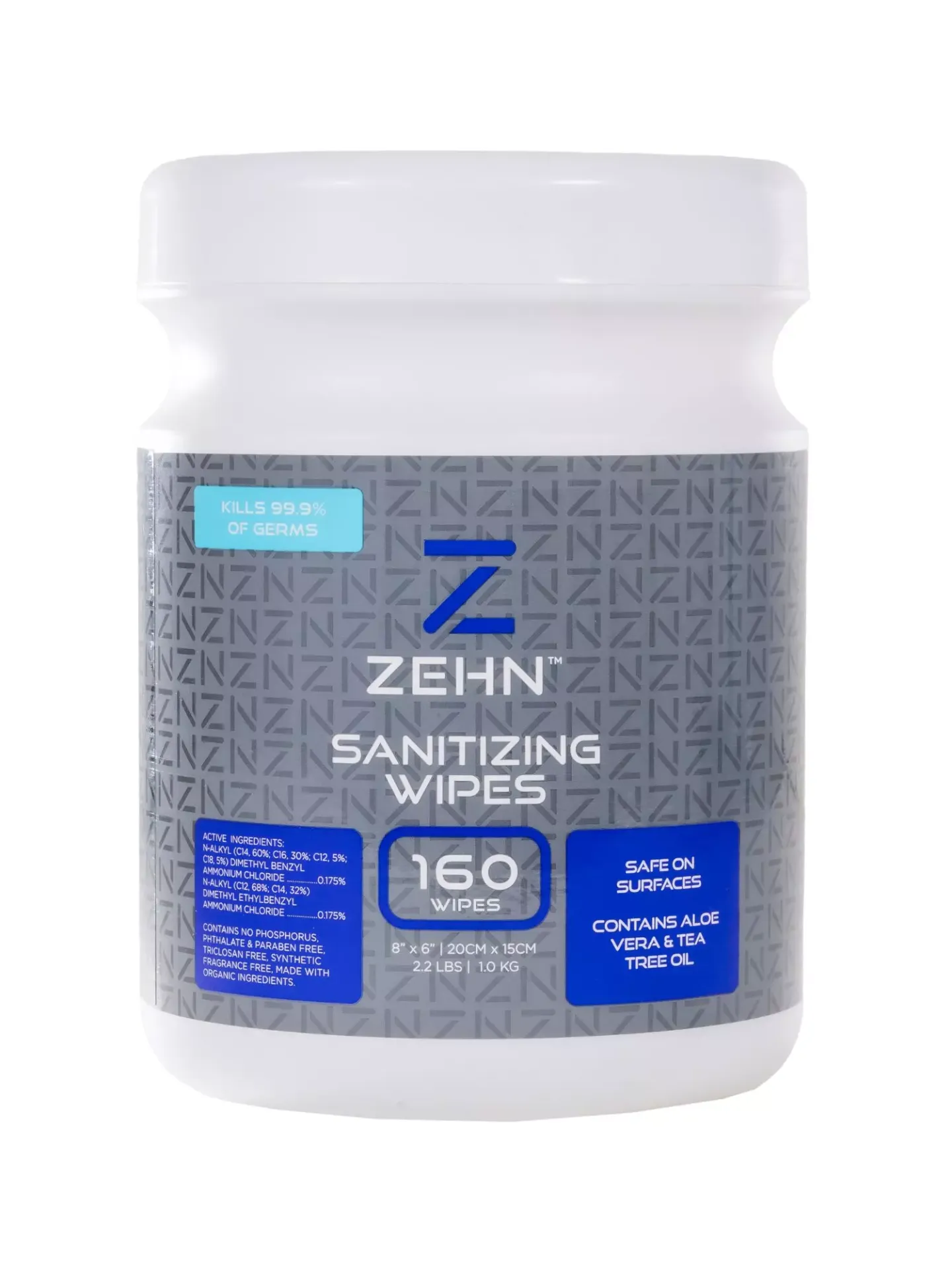 ZEHN QUAT SANITIZING WIPES 160 CT PER TUB, 12 TUB/CS