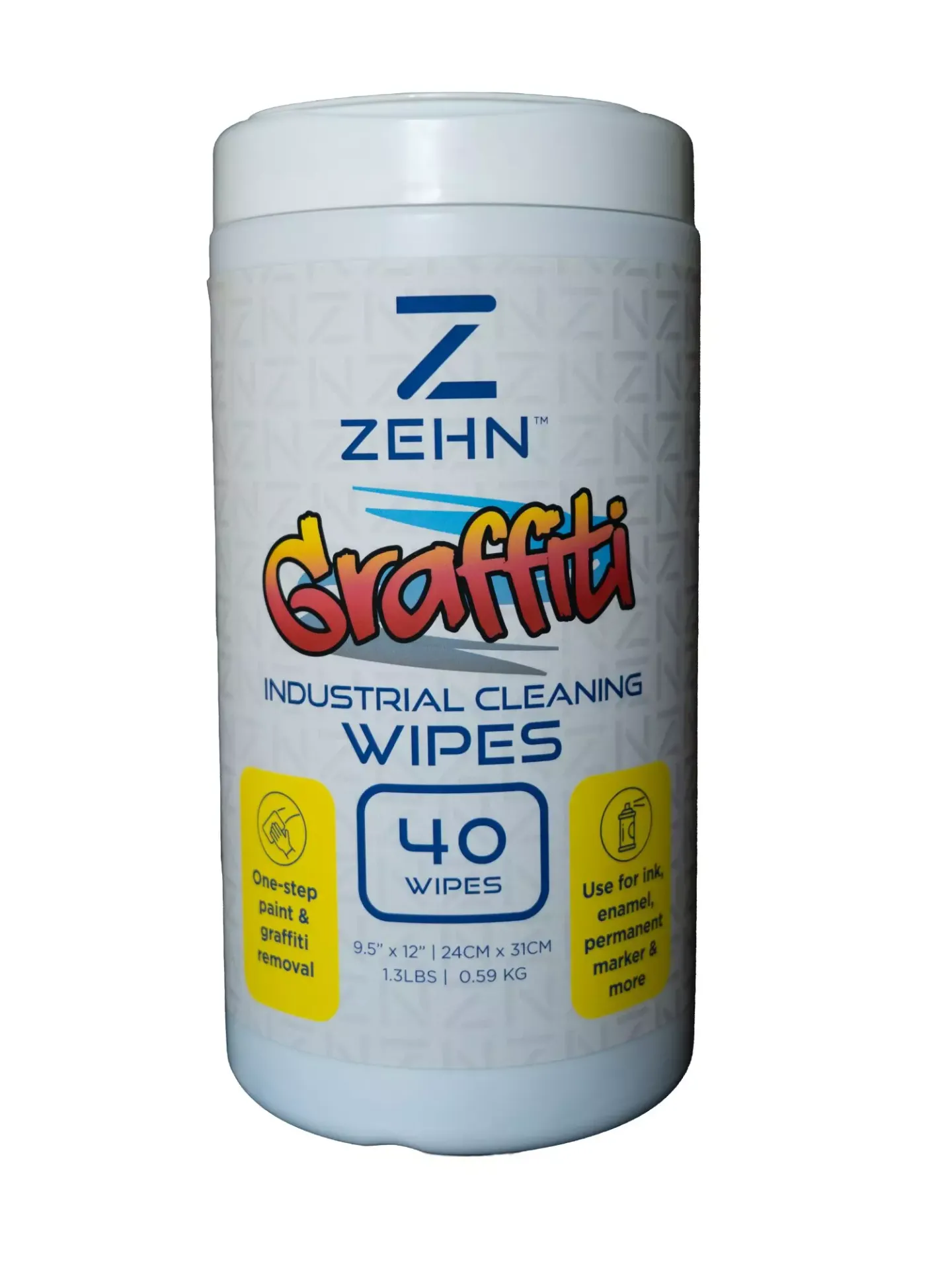 ZEHN INDUSTRIAL CLEANING GRAFITTI WIPES, 40 COUNT, 6 TUBS/CS