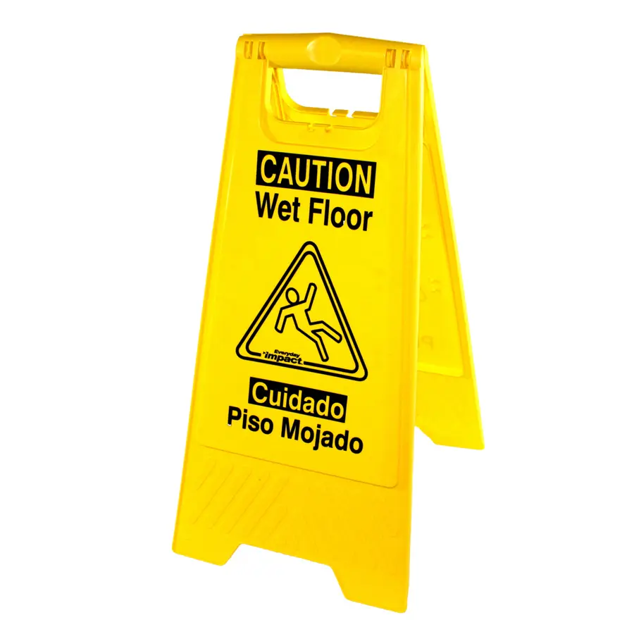 [T96161] IMPACT WET FLOOR SIGN 2 SIDED ENGLISH/SPANISH YELLOW 6/CS