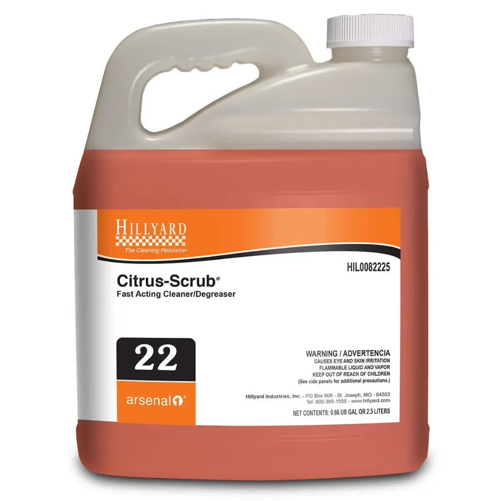 [C21522] HIL0082225 HILLYARD ARSENAL 1 CITRUS SCRUB CLEANER DEGREASER #22  2.5 LITERS 4 EA/CS