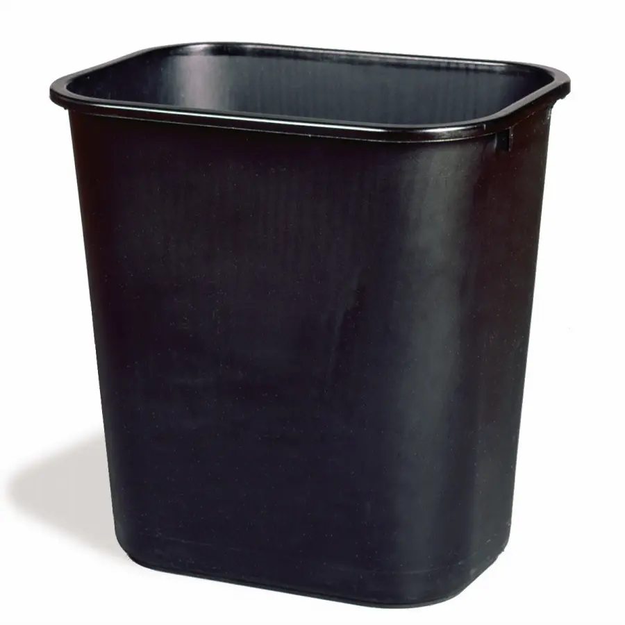 WASTEBASKET RECTANGULAR 28 QT MED BLACK 12 EA/CS