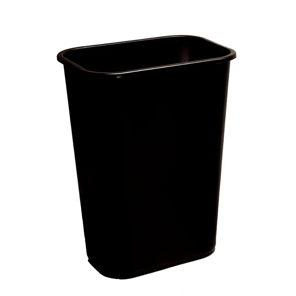 WASTEBASKET RECTANGULAR 41 QT LG BLACK 12 EA/CS