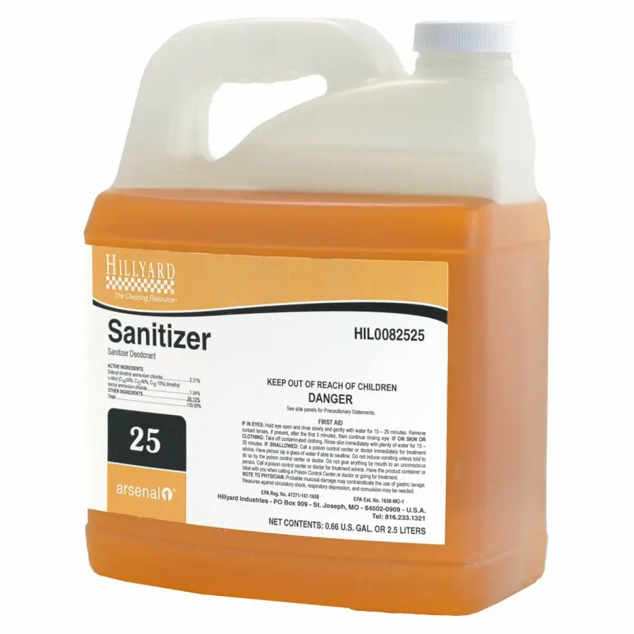 [C21535] HIL0082525 ARSENAL 1 FOOD SERVICE SANITIZER #25 2.5 LTR 4/CS