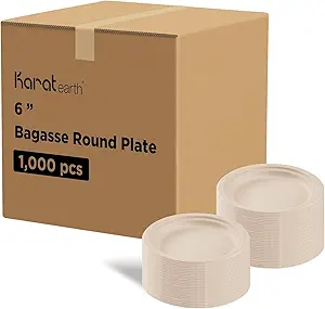 [F61944] KE-BPRO6N-ICFF KARAT 6" BAGASSE ROUND PLATE 1000/CS