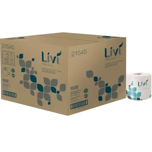21545 LIVI VPG SELECT EMBOSSED WHITE BATH TISSUE 2 PLY 500 SHEETS 80/CS