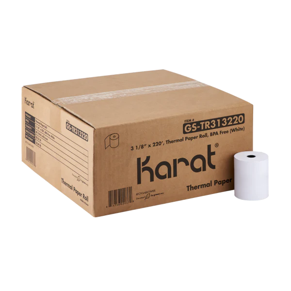 [F67191] KARAT GS-TR313220 THERMAL PAPER ROLL BPA-FREE 3-1/8" X 220' WHITE 50/RL/CS