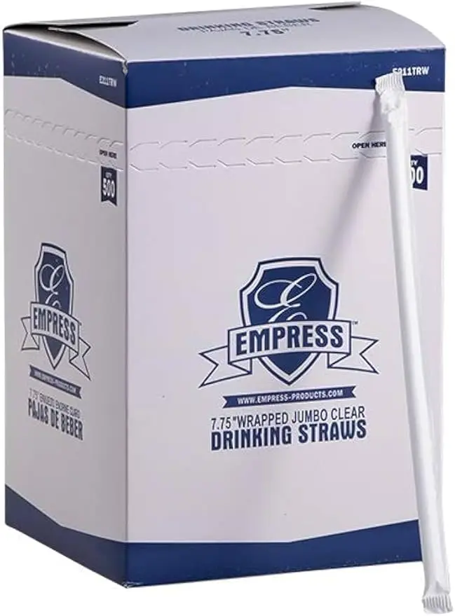[FS2632] E211TRW EMPRESS JUMBO STRAW PAPER WRAPPED 7.75" CLEAR BOXED 10 BX/CS (500/BX)