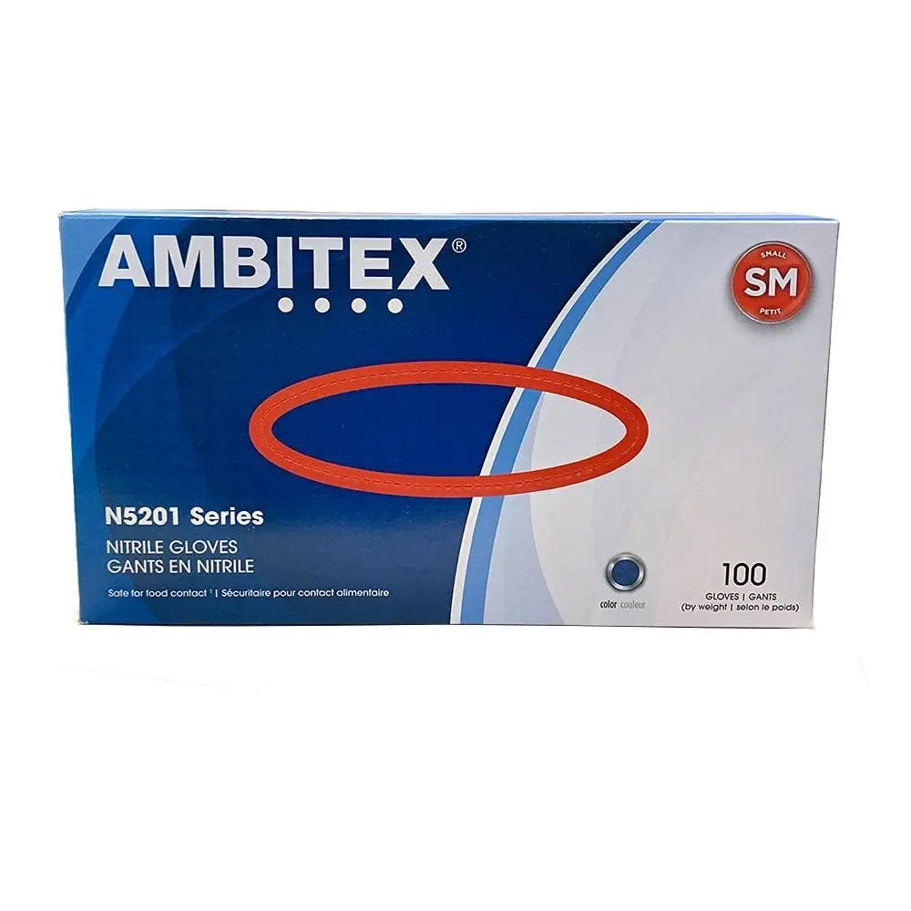 [F13901] AMBITEX NSM400 GLOVE NITRILE EXAM SMALL BLUE 3 MIL 10/100/CS