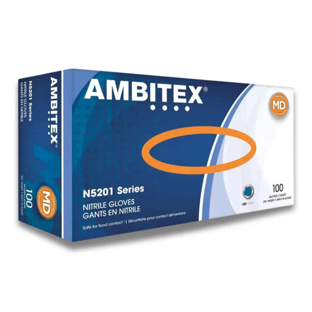 [F13911] AMBITEX NMD400 GLOVE NITRILE EXAM MEDIUM BLUE 3 MIL 10/100/CS