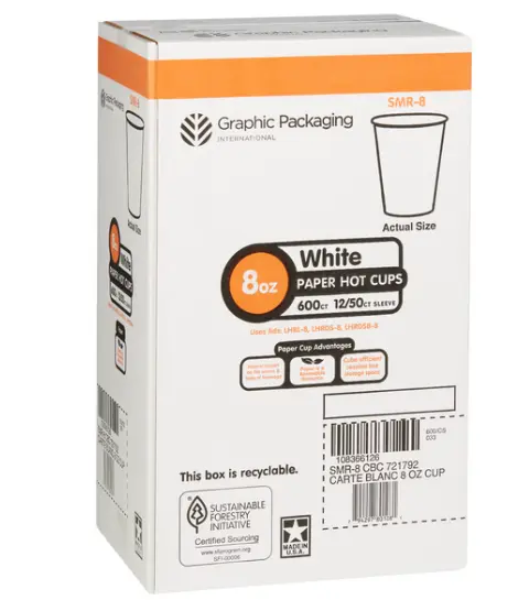 [FS5602] SMR-8 STANDARD HOT CUP 8 OZ CARTE BLANC, 1000/CS