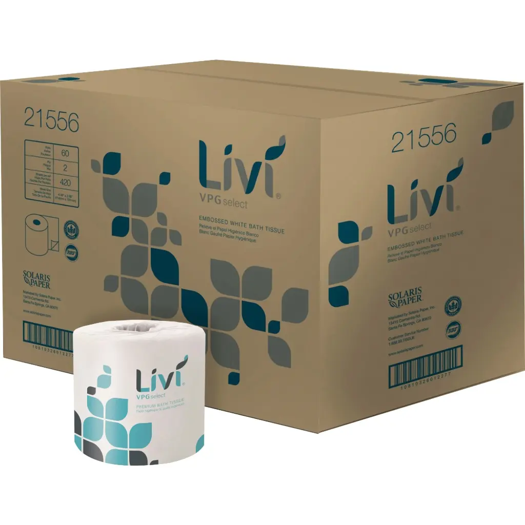 [P33105] 21556 LIVI VPG SELECT EMBOSSED WHITE BATH TISSUE 420 SHEETS 60/CS