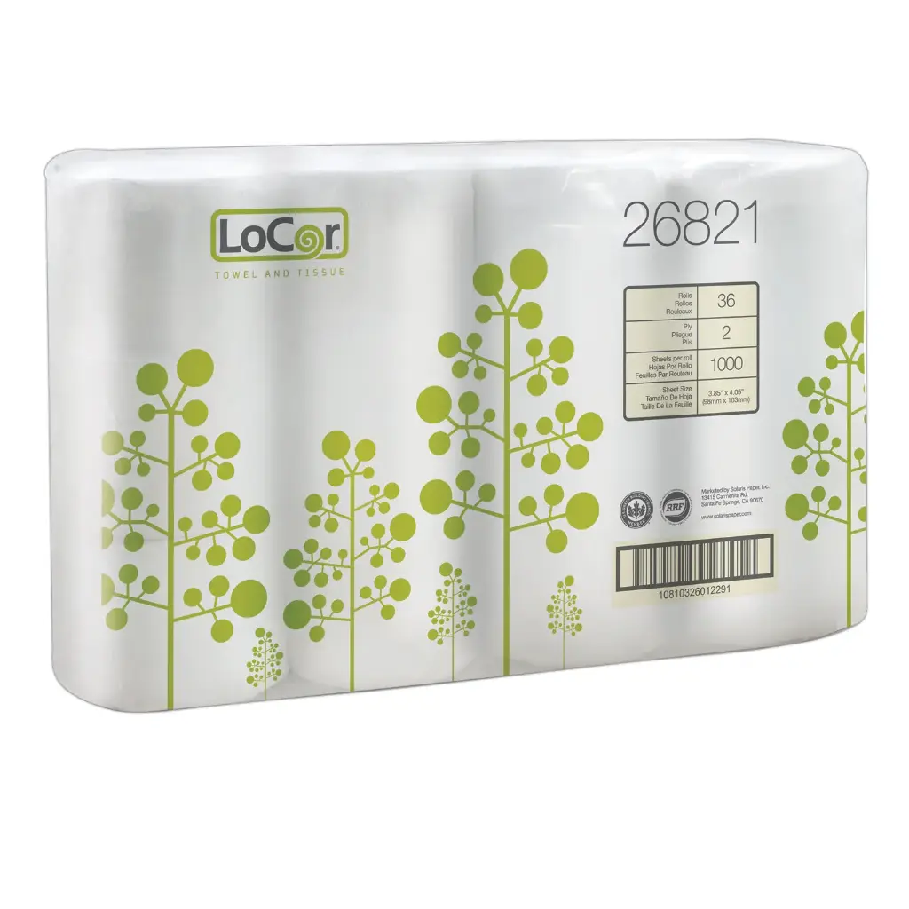26821 LOCOR BATH TISSUE SMALL CORE 2-PLY 1000 SHEETS 36/CS