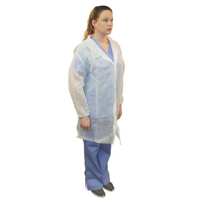 LABCOAT POLYLITE WHITE MEDIUM SNAP FRONT LONG SLEEVE 30/CS